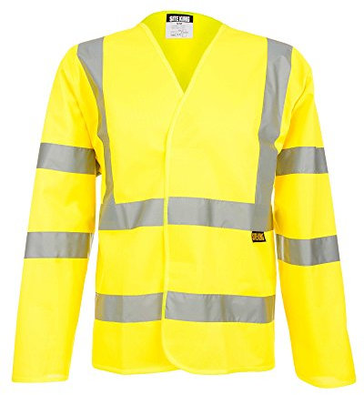 SITE KING Mens Hi Vis Long Sleeve Waistcoat/Vest - Work High Visability in Yellow or Orange Sizes S to 4XL (3XL - XXXL, YELLOW)
