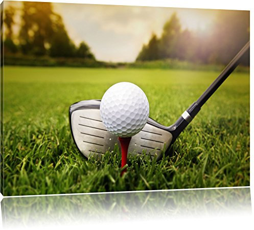 Pixxprint Golf Abschlag, Format: 80x60 auf Leinwand, XXL riesige Bilder fertig gerahmt mit Keilrahmen, Kunstdruck auf Wandbild mit Rahmen, günstiger als Gemälde oder Ölbild, kein Poster oder Plakat