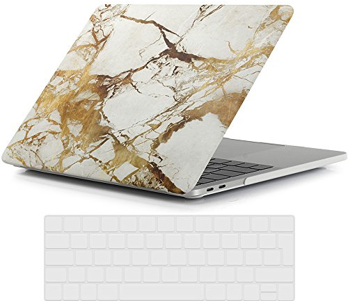 RYGOU MacBook Pro 13 2016 Case, Marmor Pattern Hard Cover mit EU Layout Clear Keyboard Skin für MacBook Pro 13 Zoll mit Touch Bar & Touch ID Modell A1706 (Freigegeben im Okt 2016)