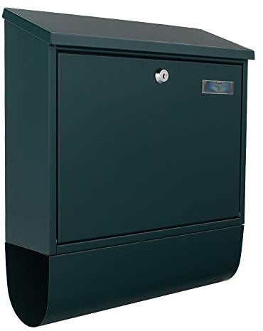 Profirst Mail PM 330 Briefkastenset Stahlblech Grün Zylinderschloss mit 2 Schlüssel Namensschildhalter Zeitungsbox Wandbriefkasten einseitiger Einwurf Schutzklappe inkl. Befestigungsmaterial
