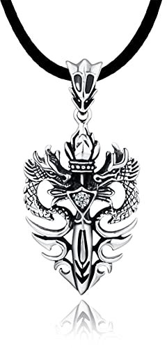 DonDon Herren Lederkette Leder Halskette 50 cm mit Edelstahl Anhänger Twin Drachen Burg