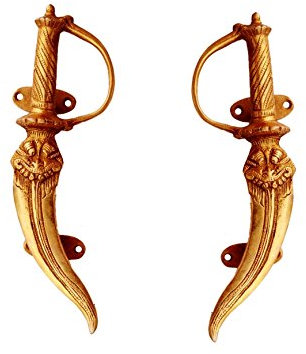 Purpledip Messing-Tür-/Fenster-/Schrankgriff: Royal Swords – 2er-Set (11133a)