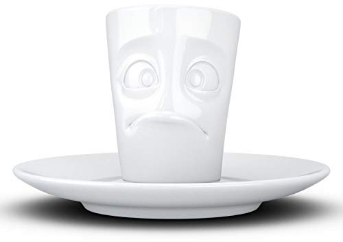 FIFTYEIGHT PRODUCTS / Tassen / Espresso-Mug mit Unterteller „Verdutzt“ (Porzellan, 80 ml, Weiß, Made in Germany)