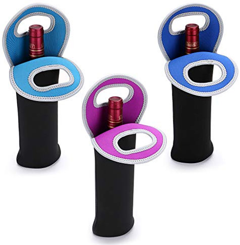 Hipiwe Wine Carrier Tote Bag Portable Wine bottle Tote Holders Insulated Neoprene Wine Cooler Bag Champagne/Water bottle/Beer/Drinks Carriers Bag Case for Travel, Picnic, Party (Set of 3)