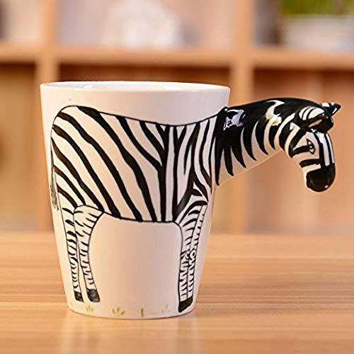Taisuko Tasse à café en céramique Tasse à café en céramique Animal zèbre Pur Peint à la Main 3D