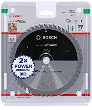 Bosch Accessories Lama Per Sega Circolare Standard For Wood (Legno, 165 x 15,875 x 1.5 mm, 48 Denti, Accessorio Per Sega Circolare A Batteria)