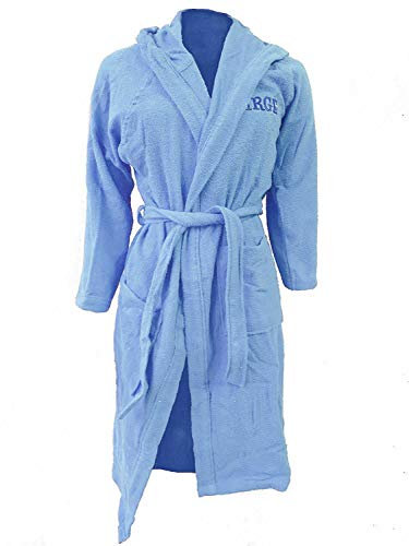 DEMONA Accappatoio in Spugna con Tasche Cappuccio Cotone Uomo Donna IRGE Offerta S M L XL XXL Vari Colori SPEDIZIONE Gratuita (GA6 Azzurro, L)