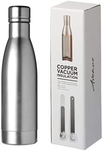 Schmalz® Isolierflasche VASA 500 ml vakuumisolierte Trinkflasche aus Kupfer Edelstahl mit Kupferisolierung auslaufsicher BPA-Frei (silber, ohne Gravur)