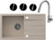 VBChome Fregadero con grifería, color beige, 77 x 43,5 cm, granito, empotrable, escurridor, reversible, extensible, 2 niveles de potencia + sifón dispensador de detergente