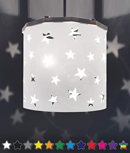 Ereki Ceiling Pendant Light Shade - Star Projection Effect Cover - Magnetic Night Lampshade Kit for Interchangeable Designs (White, E27 Bulb Included)