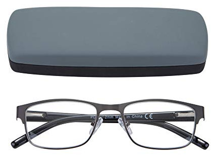 EYEGUARD Lesebrille für Herren, rechteckig, leicht, Metall (Grau, 3.50)