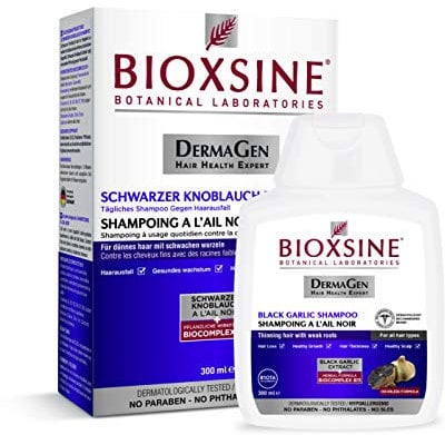 Bioxsine Pflanzliches Shampoo mit schwarzem Knoblauch gegen Haarausfall/Geruchslos/Verhindert Haarausfall/Gesundes Haar/Für alle Haartypen/Frau und Mann 300 ml