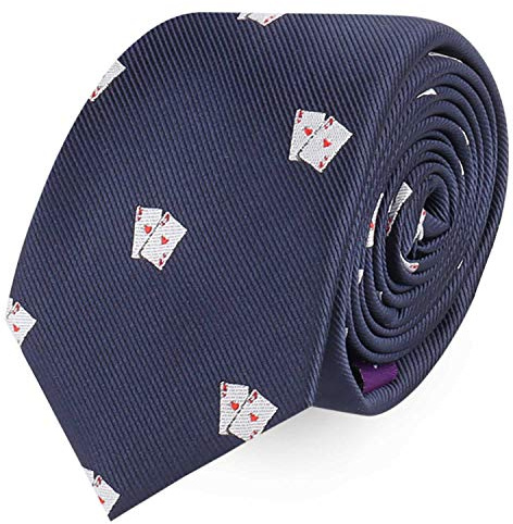 AUSCUFFLINKS Poker-Krawatten für Herren, gewebt, schmale Krawatten, flippige Neuheit, fröhliche süße Krawatten für ihn, Geburtstagsgeschenk für Jungs (Pokerkarten)