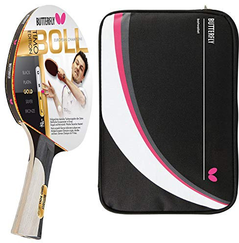 Butterfly® Timo Boll Gold 85020 Tischtennisschläger | Tischtennis Racket Bat TT Hobby & Freizeit | Trainingsschläger für geüpte Spieler | ITTF zertifizierter Pan Asia Belag | konkave Griffform