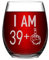 Livole 40th Birthday Gifts for Women Men, 17oz Stemless 39+ Pattern Birthday Wine Glass, Unique Funny Unbreakable Wine Tumbler for Friend Turning 40, Party Decoration
