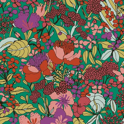 A.S. Création Architects Paper Blumentapete Floral Impression Tapete natürlich PVC-freie Vliestapete bunt grün rot lila gelb matt glatt 377561 37756-1, 10.05 m x 0.53 m