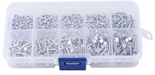Flache Senkkopf-Aluminium-Vollnieten, 500 Stück M2 Flachkopf-Vollaluminium-Nieten Muttern Kit Länge 3/4/5/6/8/10/12/14/16/18 Mm für die Haushalts-Automobilindustrie