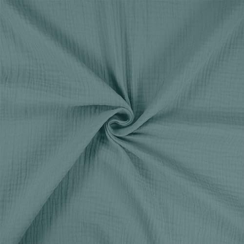 Musselin Stoff Sunny, Double Gauze, uni hellpetrol (Länge am Stück: ab 50cm / Breite: 130cm)