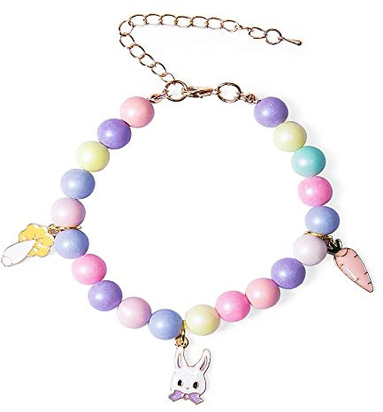 LtuzPet Macron Beads Hundehalsband Halskette Schmuck Perlen Halskette Halsband mit Anhänger für kleine Mädchen Hunde Welpen