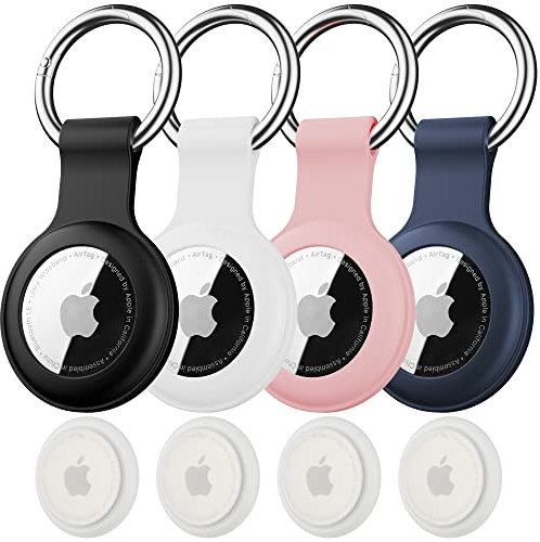 4er-Pack für Apple Airtag Hülle,wasserdichter Airtags Schlüsselanhänger,kratzfester Airtag Halter aus Silikon mit Schlüsselring für Gepäck,Schlüssel,Hundehalsband usw