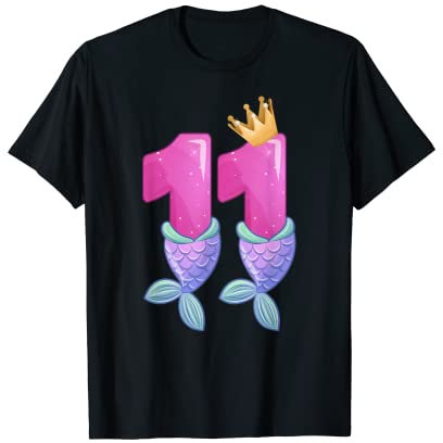 Geburtstagsmädchen 11 Jahre alt, Meerjungfrauenflosse T-Shirt