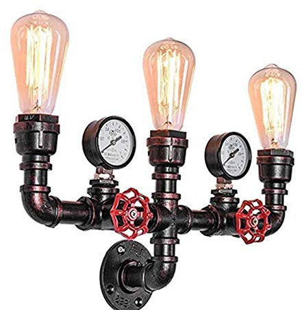 KOLHGNSE Water Pipe Wandleuchter, Vintage Industrial Metall Wasserrohr Lampe Pendelleuchte Wandlampe 3/4/5 Kopf für Café, Bar, Flur Beleuchtung ST64 (B)