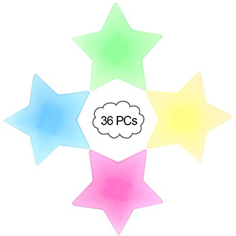 KIMISS 36 STÜCKE Sternperlen, Fahrradrad-Speichenperlen-Clips, Speichensterne Keenso Kinder-Kunststoff-Fahrraddekorationen, Fahrrad-Spokey-Dekoration (36PCS-Pentagramm)