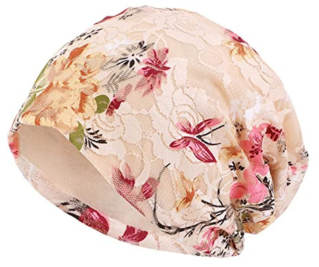 Spitzen Chemo Mützen Damen Sommer Beanie Kopftuch Super Weich Slouchy Turban Kopfbedeckungen Kop Wraps Beanie Mütze Kappe für Haarausfall, Kreb, Chemo Khaki