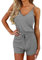 Générique Arbeitsoverall für Damen, Rot, lässiger Jumpsuit, ohne Ärmel, Schnürung, für Damen, einfarbig (Grau, XXL)