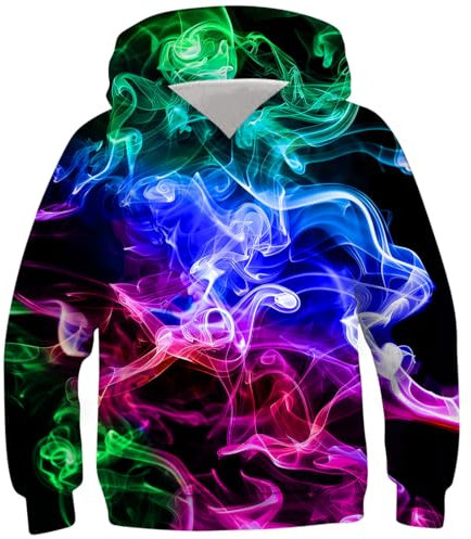 Fanient Jungen Pullover Kinder Neuheit Cool Colorful Print Hoodies Mädchen Sweatshirts Streetstyle Hooded Pullover 11-13 Jahre