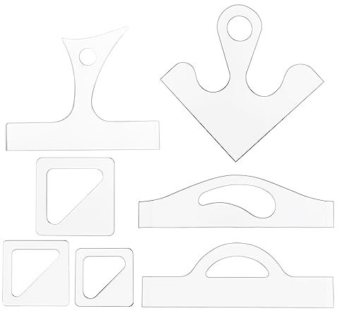 GLOBLELAND 7Pcs Acrylic Cutting Board Handle Templates - Charcuterie Router Templates - Clear Acrylic - Angled Curvy Tracing Template Stencils - Kitchen Board Guide Tools Set