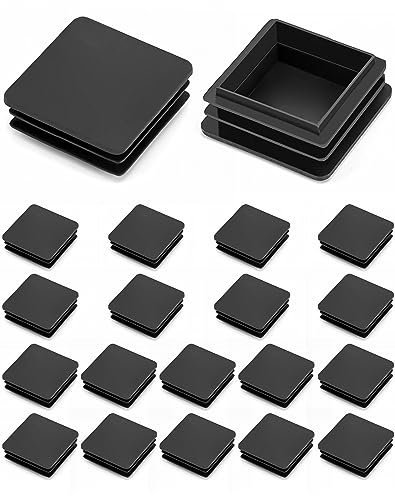 QWORK® 20 PCS 50 x 50 mm Bouchons à lamelles pour Tube carré, Embout de Bouchon en Plastique Noir carré pour Tube de Tuyau, Plastique polyéthylène, Bouchons d'extrémité