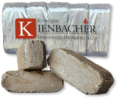 100kg Torfbriketts Torfkohle Naturkohle in Paket Braunkohle Gluthalter Dauerbrenner Kamin Ofen Brenn Holz Heiz Kohle Brikett | Energie Kienbacher (100kg)