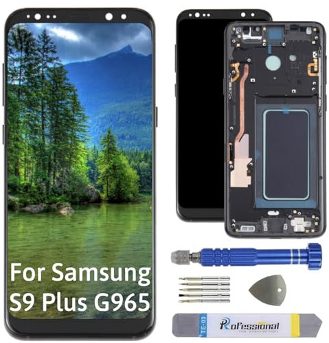 Int'x Display INCELL for Samsung S9 Plus - Replacement Screen for LCD with Frame - Touch Screen with Repair Tool Kits - Replaces a Broken Screen - Black
