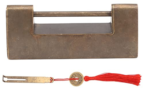 Vintage Schloss und Schlüssel, 3 Zoll Antikes Messing Chinesisches Vorhängeschloss Dekoratives Schrank Türschloss für Kleine Holzkisten, Truhen, Koffer, Möbel, Schubladen