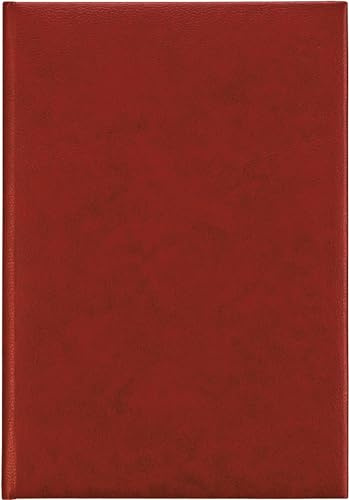 Zettler - Buchkalender 2025 rot, 14,5x21cm, Taschenkalender mit 336 Seiten im wattiertem Kunststoffeinband, 7 Tage auf 6 Seiten, Tages- und Wochenzählung und deutsches Kalendarium