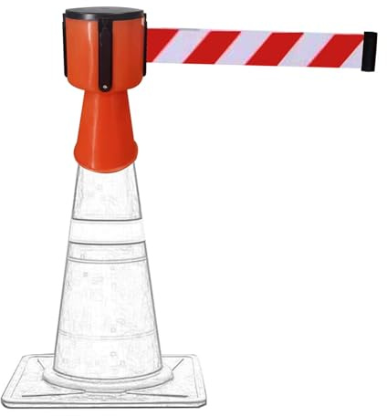 Tavkomco Cone Barrier Tape, 2/3/5M Sizes Retractable Belt Barrier, Vehicle Road Cone Connecting Rod for Traffic Cone,Need Interlocking Multiple Units(A,2M(6.6FT))