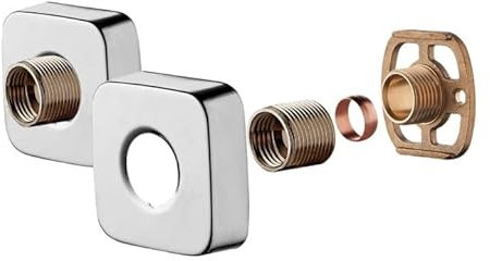 Thermostatic Shower Bar Mixer Valve 3/4 Square Brass Fast Easy Fit Fixing Kit (Square Chrome)