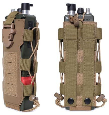 HOUSON Tactical Bottle Bag, Nylon Water Bottle Holder Backpack Bottle Holder Military Drinking Bottle Pouch for Hiking Bicycle Running Camping Khaki