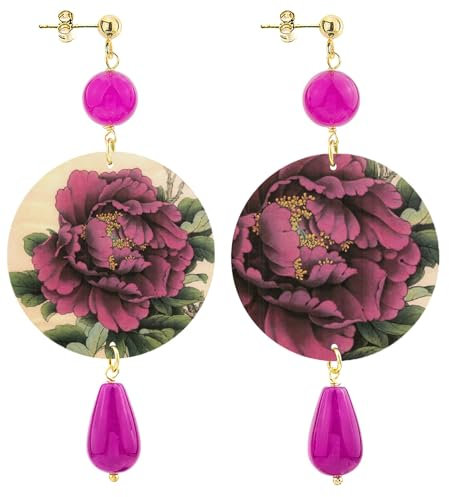 Lebole Gioielli Orecchini The Circle da Donna Fiore Rosso Classico Fucsia