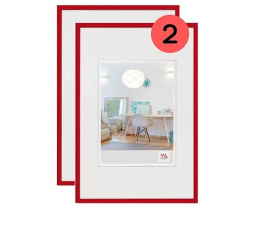 walther design Bilderrahmen New Lifestyle Kunststoffrahmen 18x24 cm rot, Doppelpack, KV824RD