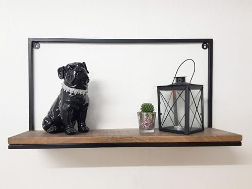 Amago home Bücher Regal Wandregal Bücherbord 75 x 40 x 20 cm Metall schwarz Holzboden massiv