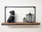 Amago home Bücher Regal Wandregal Bücherbord 75 x 40 x 20 cm Metall schwarz Holzboden massiv