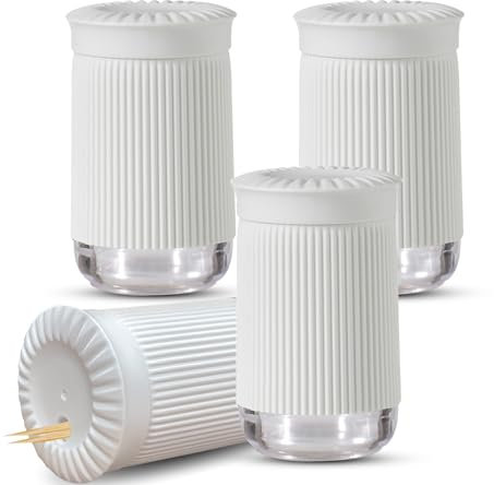 LELE LIFE Dispensador de palillos de dientes, 4 unidades, portátil, a prueba de polvo, con tapa, dispensador de palillos de dientes giratorio, decorativo para el hogar, cocina, restaurante, color