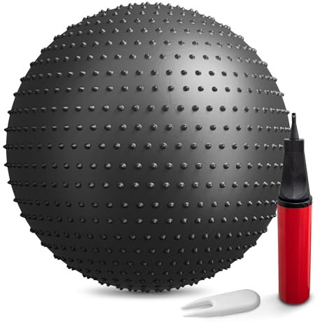 Hop-Sport Gymnastikball - vielseitiges Trainingsgerät - Sitzball mit Noppen, Abriebfest, Gymnastikball 65cm mit Luftpumpe (Schwarz)