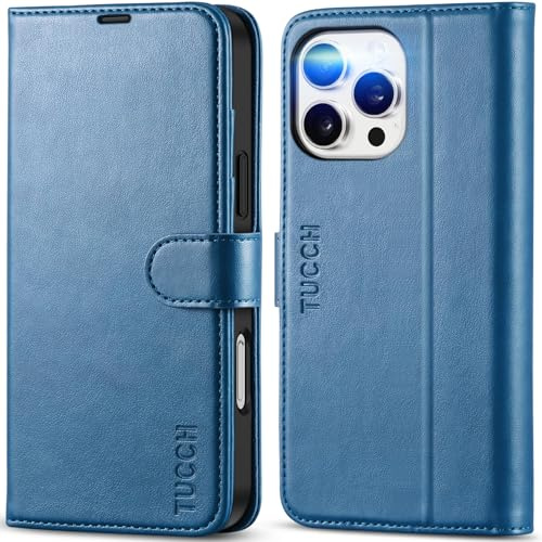 TUCCH Folio Wallet Case for iPhone 16 Pro Max (6.9) 2024, Lake Blue | 4 Card Holders, RFID Blocking, Kickstand, Shockproof TPU, Premium PU Leather, Magnetic Closure, Foldable Flip Cover