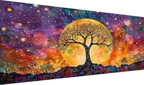 Diamond Painting Erwachsene sternenklarer Himmel Diamond Painting Bilder, Diamond Painting Baum, Diamond Painting Set mit Diamond Painting Zubehör, Crystal Art Basteln, Deko Wohnzimmer, 60x120cm S2-41
