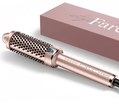 Farery Thermal Brush, Cepillo Térmico 38MM, cepillo caliente de turmalina de cerámica, Cepillo rizador iónico, 5 temperaturas, cepillo rizador de doble voltaje, Enchufe CE