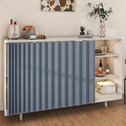 Rideaux D'armoire Rideaux De Cuisine Courts Rideaux D'armoire à Chaussures Anti-poussière Rideaux De Salle De Bain Imperméables Rideaux sous l'évier Rideaux Multifoncti(Size:W:160 x H:80cm,Color:Bleu)