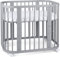 Waldin Babybett 5in1, Beistellbett aus Holz, Matratze, Belüftet, Boden 5-Fach Verstellbar, Grau